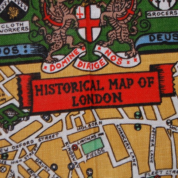Collectable Irish Linen Towel Historical Map of London 19" 1/2" by 30" - Picture 4 of 15